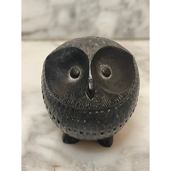 Vintage Boma Hand Carved Soapstone Owl Figurine Vancouver BC Canada 3” - Picture 5 of 8